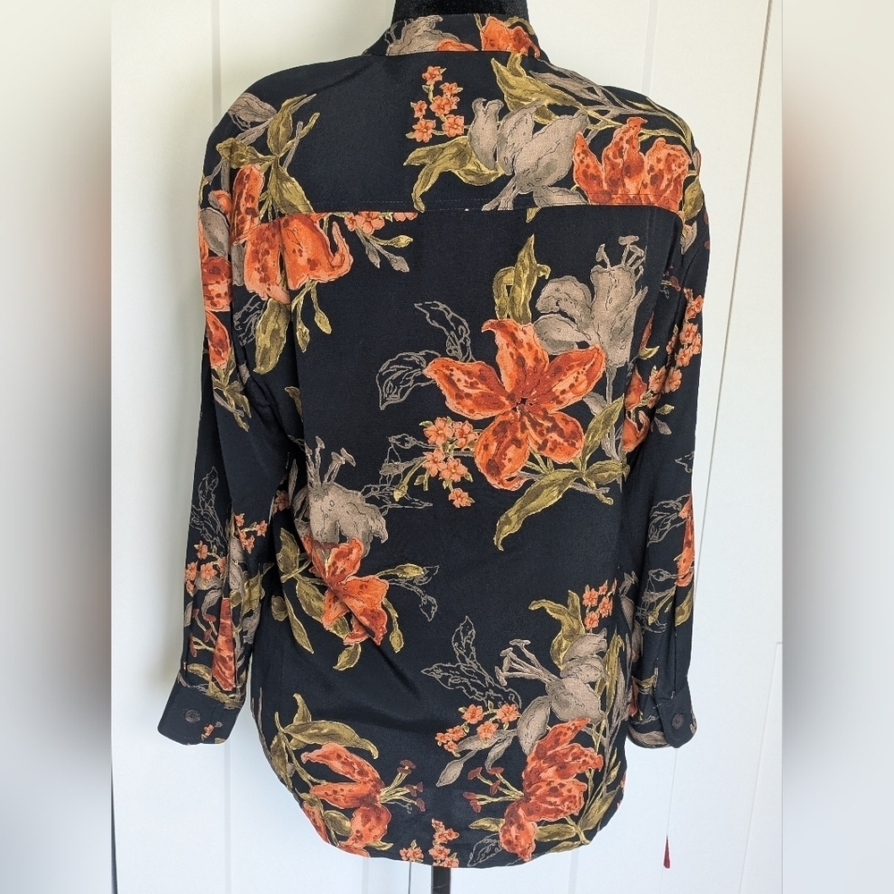 Vintage Caroline Little Women Floral Mandarin Collar Button Down Tunic Shirt Sz6 - Picture 9 of 12